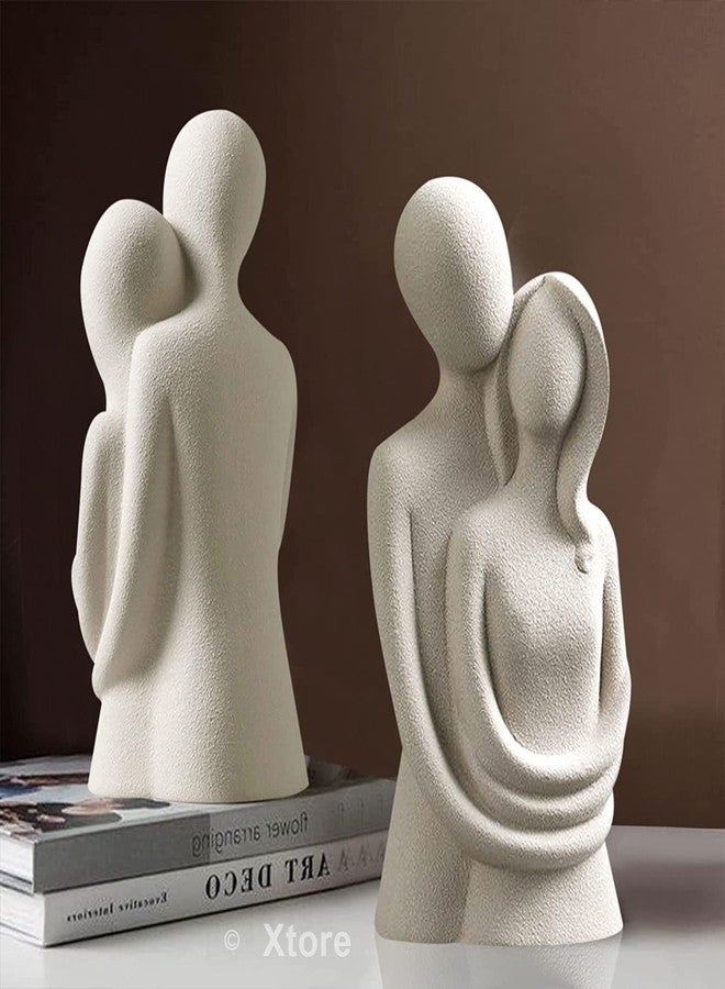 اكستور تمثال زوجين رومانسيين جميلين من إكستوري | ديكور منزلي من السيراميك (عبوة من قطعة واحدة، لون أبيض كريمي) - Image 2